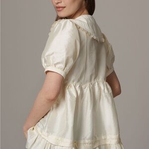 Maeve Cream puff sleeve collared babydoll top